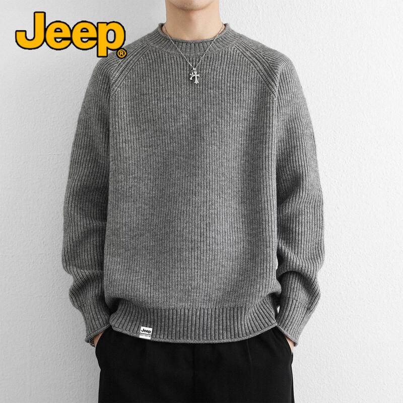 JEEP Men's Heavyweight Crew Neck Knit Sweater