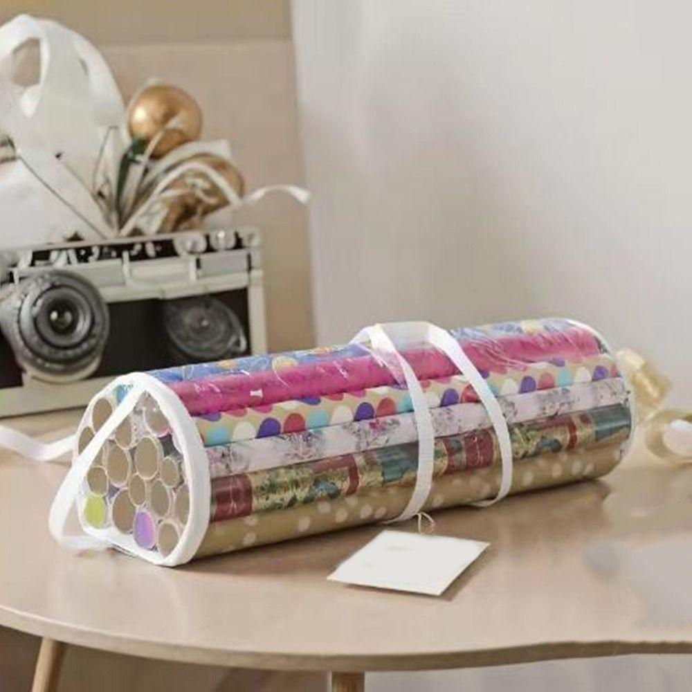 Large Capacity Wrapping Paper Storage Bag Cylinder Gift Wrapping Roll Organizer  Christmas