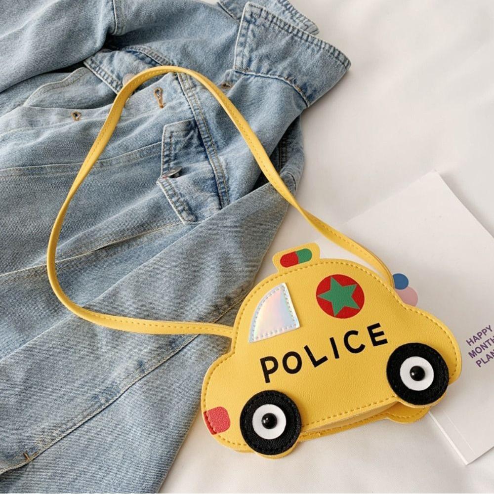 Cute PU Leather Children's Shoulder Bag 3D Splicing Crossbody Bag Cartoon Car Shape Handbag for