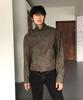 Veste Blouson Col en Cuir Daim THEY_Marron