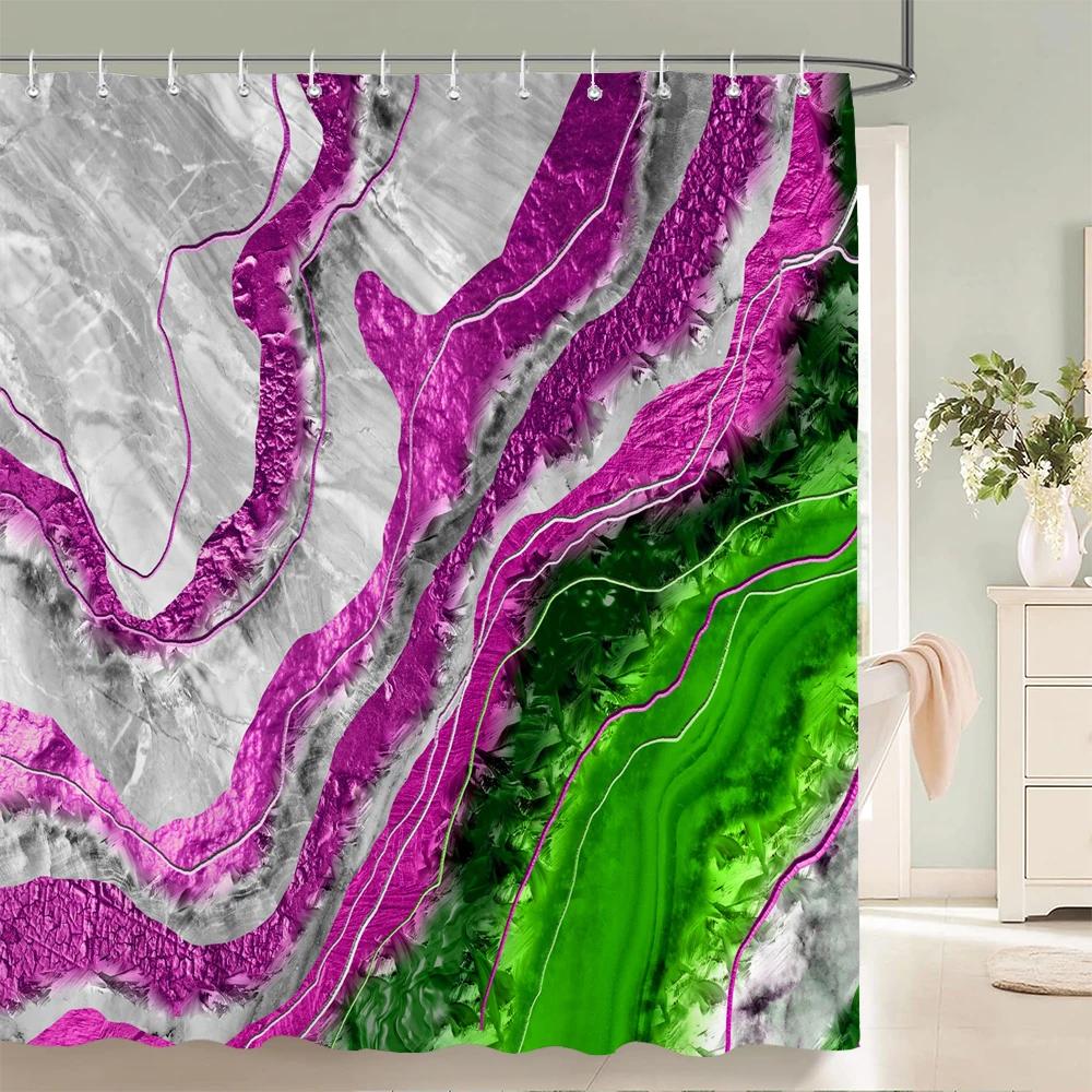 Blue Gold Marble Ink Texture Shower Curtain Abstract Modern Shower Curtain for Bathroom Decor with Hooks 3D Bathroom Screen