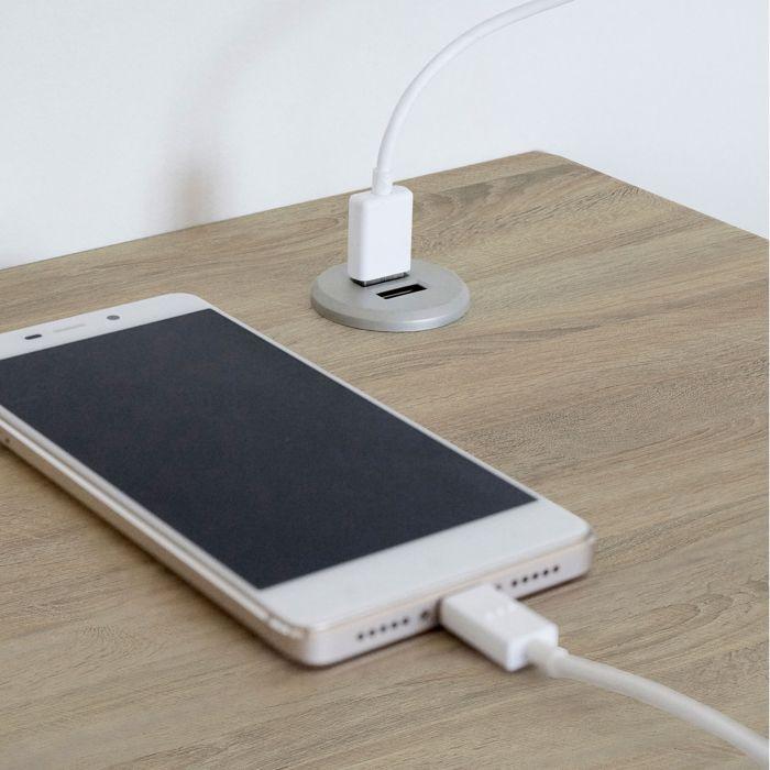 Bureau, Table Informatique Bureau, Pieds en Métal 76x135x60cm, USB Intégré Briebe Smuk Bois 804247