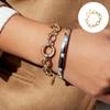 Simple Elegant Designs Gold Silver Two Tone Stainless Steel Circular Bracelet Stylish Jewelry for Women