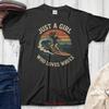 Retro Surfing Girl T Shirt Vintage Ocean Waves Vintage Washed Graphic Casual Breathable Versatile Streetwear Soft Stretched
