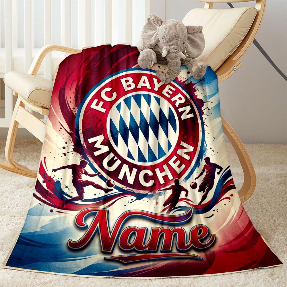 Bayern Munich Poster Personalized Name Blanket Throw Personalized Blanket Soft & Cozy Throw For Livingroom Sofa Bed Seaside All-Season Use