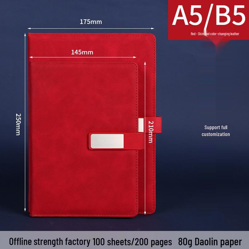 Custom Logo Thick Square Buckle Notebook for Meetings and Business A5 красный