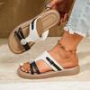 Fashion 2025 New Casual and Comfortable Summer Women's Flat Bottom Roman Sandals with Non Slip Rubber Soles Fashion Ladies Daily Sandals