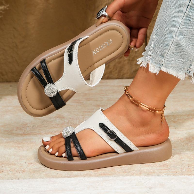 Fashion 2025 New Casual and Comfortable Summer Women's Flat Bottom Roman Sandals with Non Slip Rubber Soles Fashion Ladies Daily Sandals