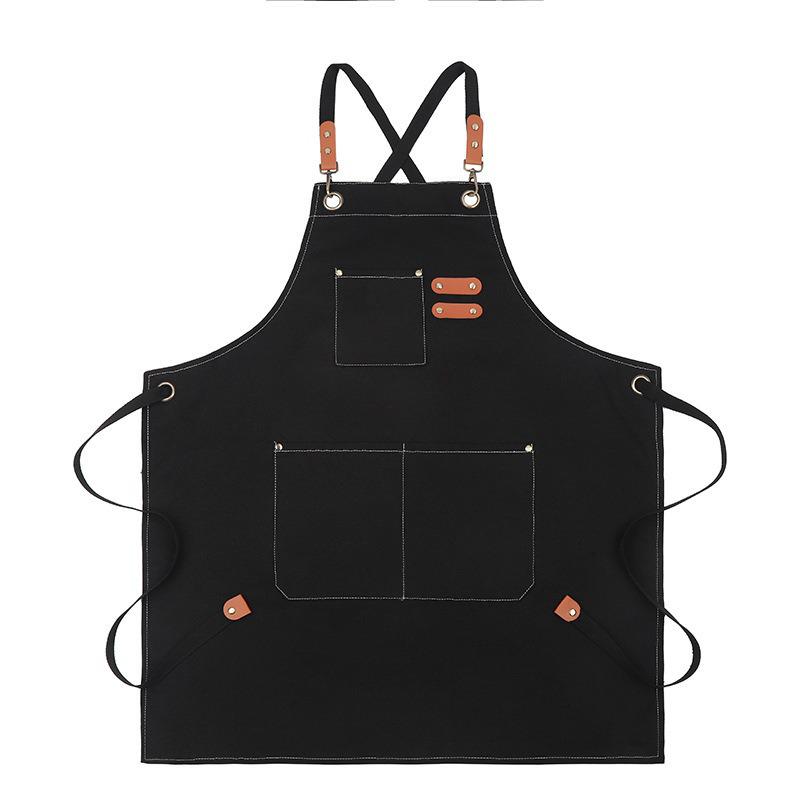 Double-Strap Canvas Apron for Kitchen, Housework, Gardening, or Milk Tea Shop Tasks