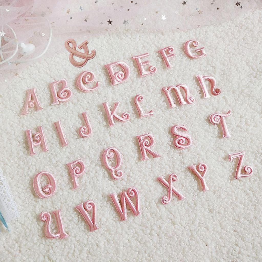 Pink English Letter Embroidery Patch for DIY Clothing