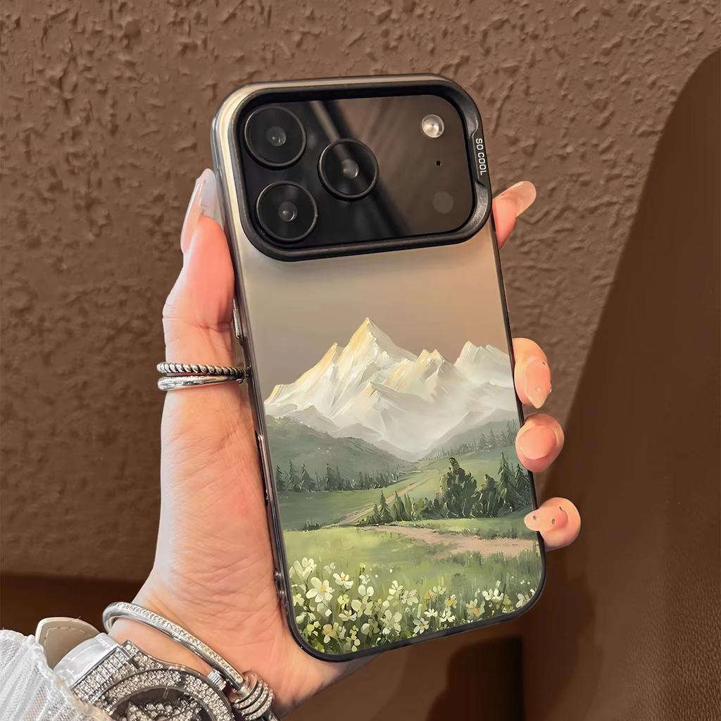 Phone Case Mountain Green Forest Meadow Flowers iPhone 17 17E 16 16E 15 14 13 12 11 Air Pro Max Plus Aesthetic Travel Cover
