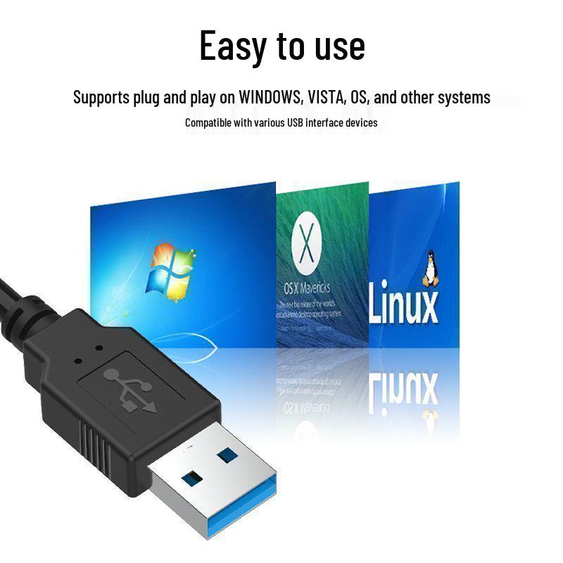 Adaptateur Hub USB 3.0: Répartiteur Un-vers-Quatre pour Ordinateur Portable/Ordinateur de Bureau, Connecte Clé USB, Station d'Accueil