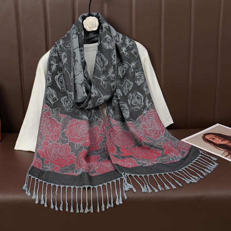 Luxusní značka podzimní kašmír pašmínový šátek Dámská zavinovačka Teplé zimní šátky Designový potisk Dámský hidžáb šátek Foulard Šál