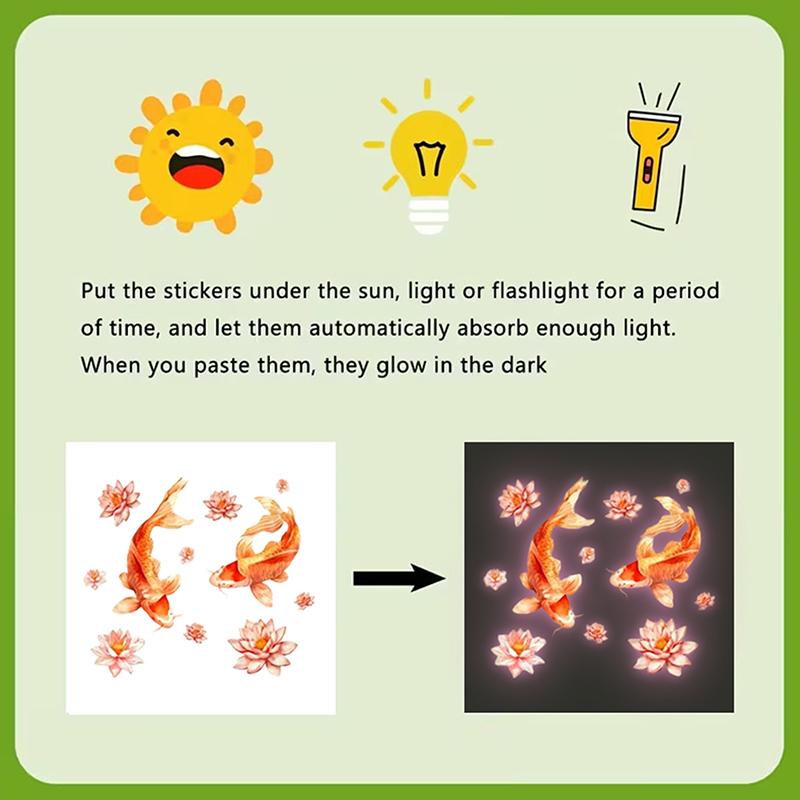 Feng Shui Koi Leuchtende Glasaufkleber Waschbecken Aufkleber Toiletten Aufkleber Spülbecken Aufkleber Selbstklebend Abnehmbar Heimdeko