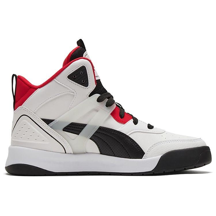 Puma Backcourt Mid White Black Red Unisex Sneakers High-Risk-Red Silver 374139-01