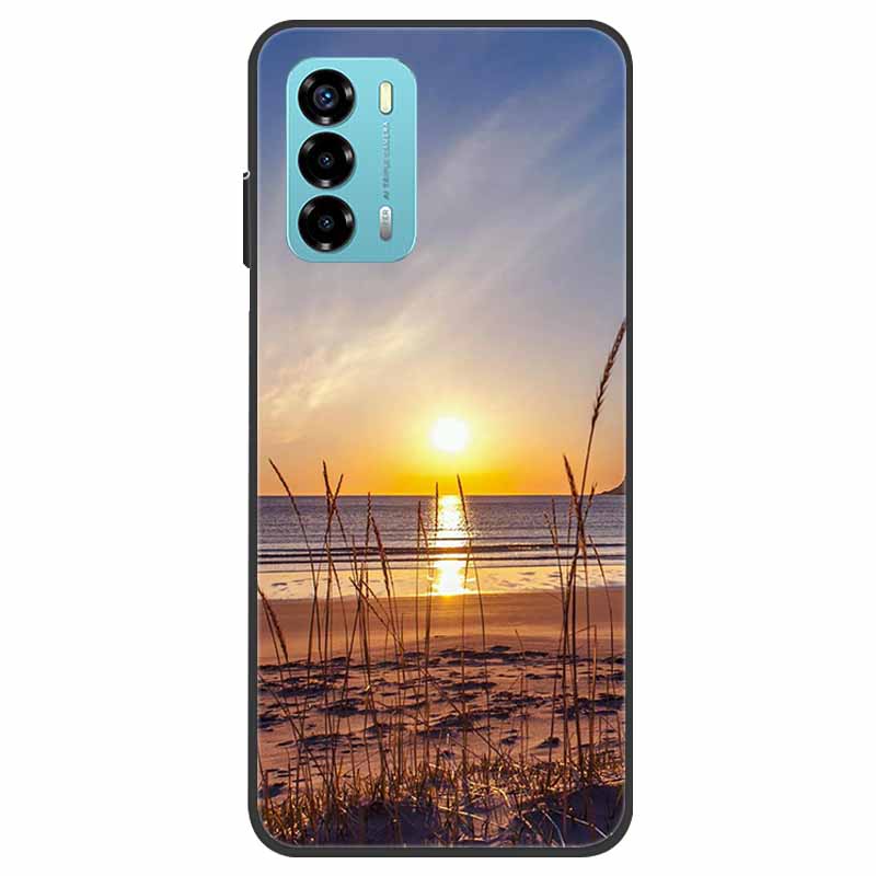 Custodia per ZTE Blade V40 Vita Fiore Marmo Nero Paraurti Morbido TPU Silicone Cover per ZTE V 40 Vita / Blade V40 Vita Custodie per Telefono