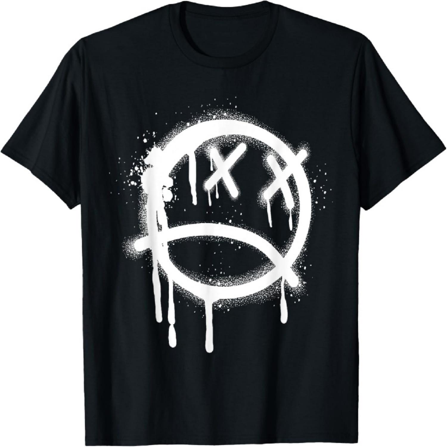 

Sad Face Black Graffiti Spray Pattern T-Shirt XXXXXL чорний