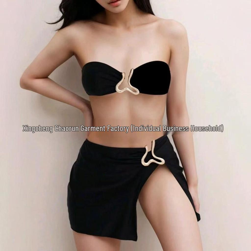 2025 Luxe Gold U-Shaped Bikini for Big Busts - European & American Sexy High-End Swimwear