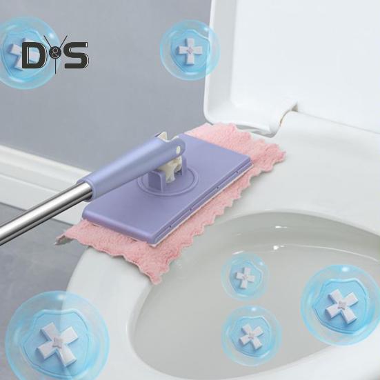 Automatic Cloth Clamp Mop with Rag 360 Degree Rotating Extended Mop Dry/Wet Dual-Purpose Household Cleaning Mop