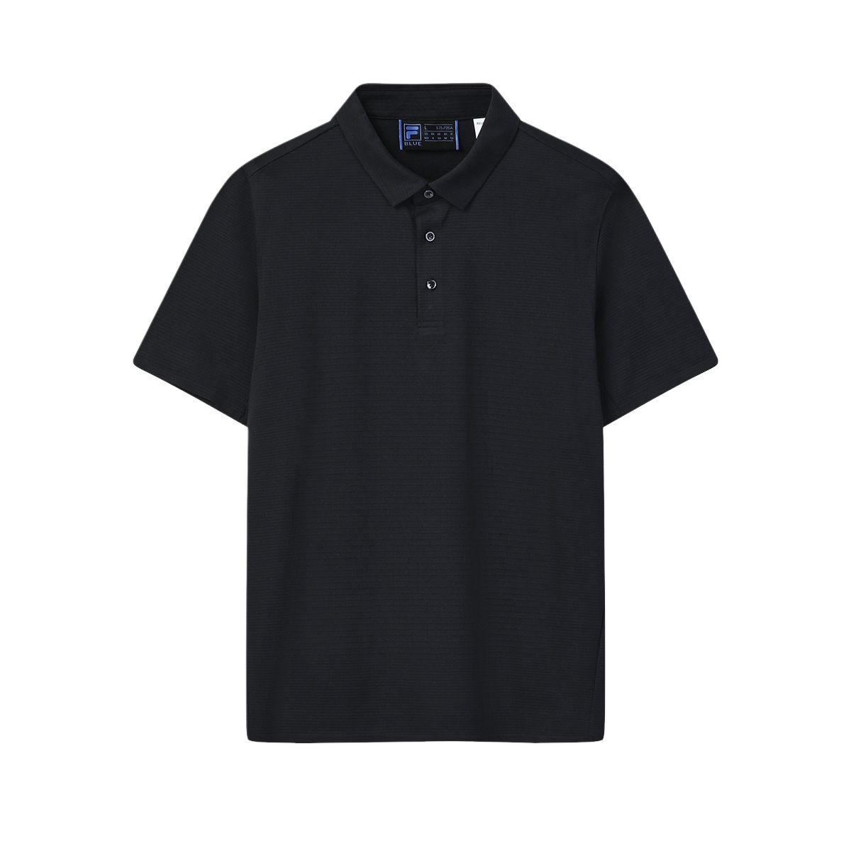 FILA Blue Solid Loose Knit Short Sleeve Polo Shirt Men tops F11M622120F-BK M