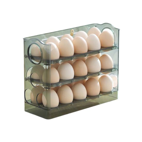 Dreistufiger Eierorganizer für den Kühlschrank Eieraufbewahrungsbox mit Datumsanzeige Eierregal für 30 Eier oder 18 Eier für den Kühlschrank