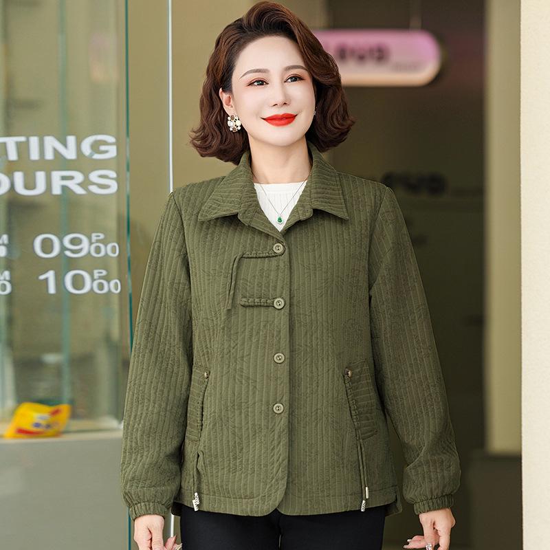 Mom's 2025 Fashionable Petite Windbreaker: Stylish Spring & Autumn Jacket for Middle-Aged and Elderly Women
