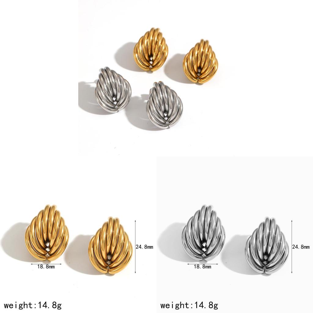 Geometric Stainless Steel Earrings For Women With Pvd Finish For Trendy Fashion