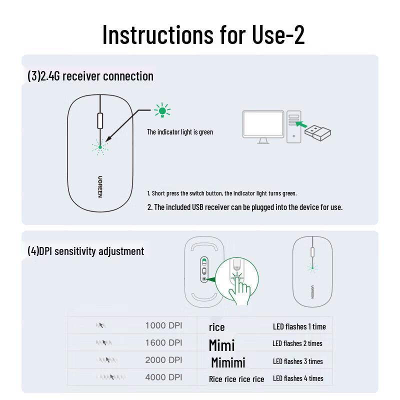 UGREEN Portable Dual-Mode Wireless Mouse