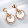 Wbmqda Unique Double Hoop Glossy Stud Earrings For Women 585 Rose Gold Color Party Fine Daily Jewelry Vintage Accessories