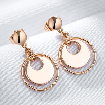Wbmqda Pendientes de Tachuela Brillantes Únicos de Doble Aro Para Mujer Color Oro Rosa 585 Joyería Fina Diaria de Fiesta Accesorios Vintage