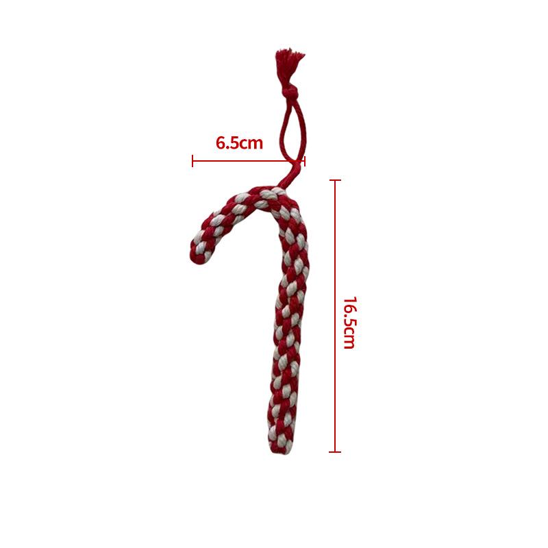 Handmade Candy Cane Cotton Rope Pet Teething Toy & Christmas Decoration Pendant