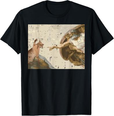 Schöpfung Adams Katzen-Meme Kunst Grafik-T-Shirt Lässiges Baumwoll-Kurzarm-T-Shirt für Männer Frauen