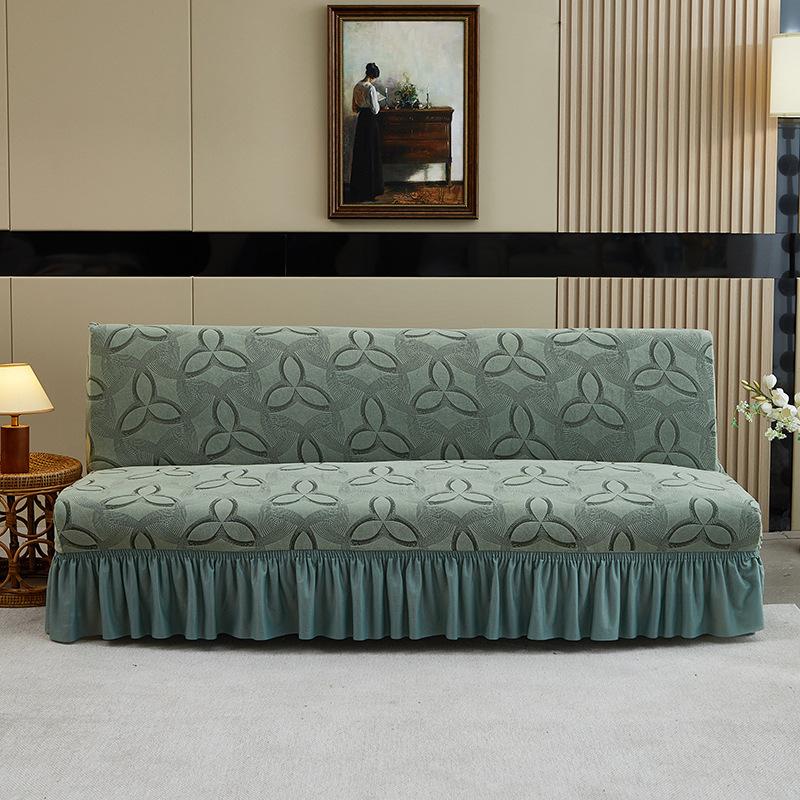 Эластичные чехлы для складных диван-кроватей без подлокотников утолщенный полярный флис без чехла на подлокотники стиль накидки эластичная юбка по краю дивана S 160-190cm циан 4450₽
