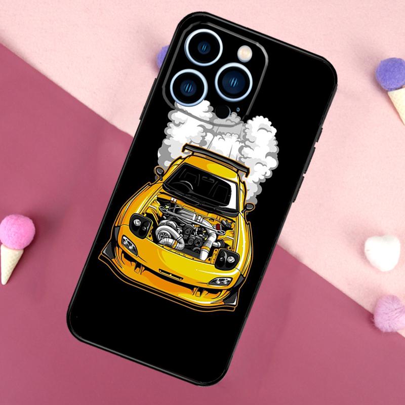 JDM Car RX7 MX5 Case For iPhone 16e 16 15 Pro Max 11 12 13 Mini 14 15 Pro Max 15 Plus XR Phone Back Cover