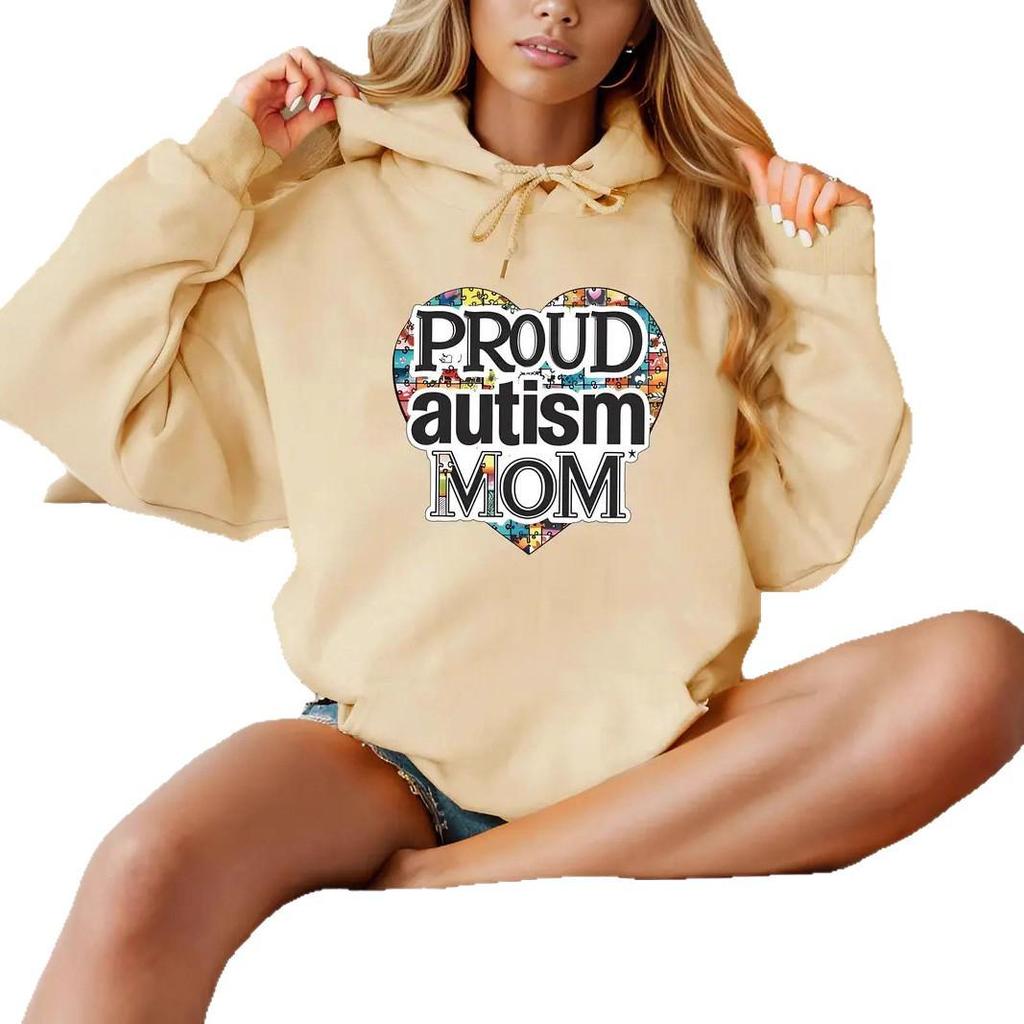 Heart & Letter Winter Hoodie - Loose Fit, Long Sleeve, Fashion Pullover
