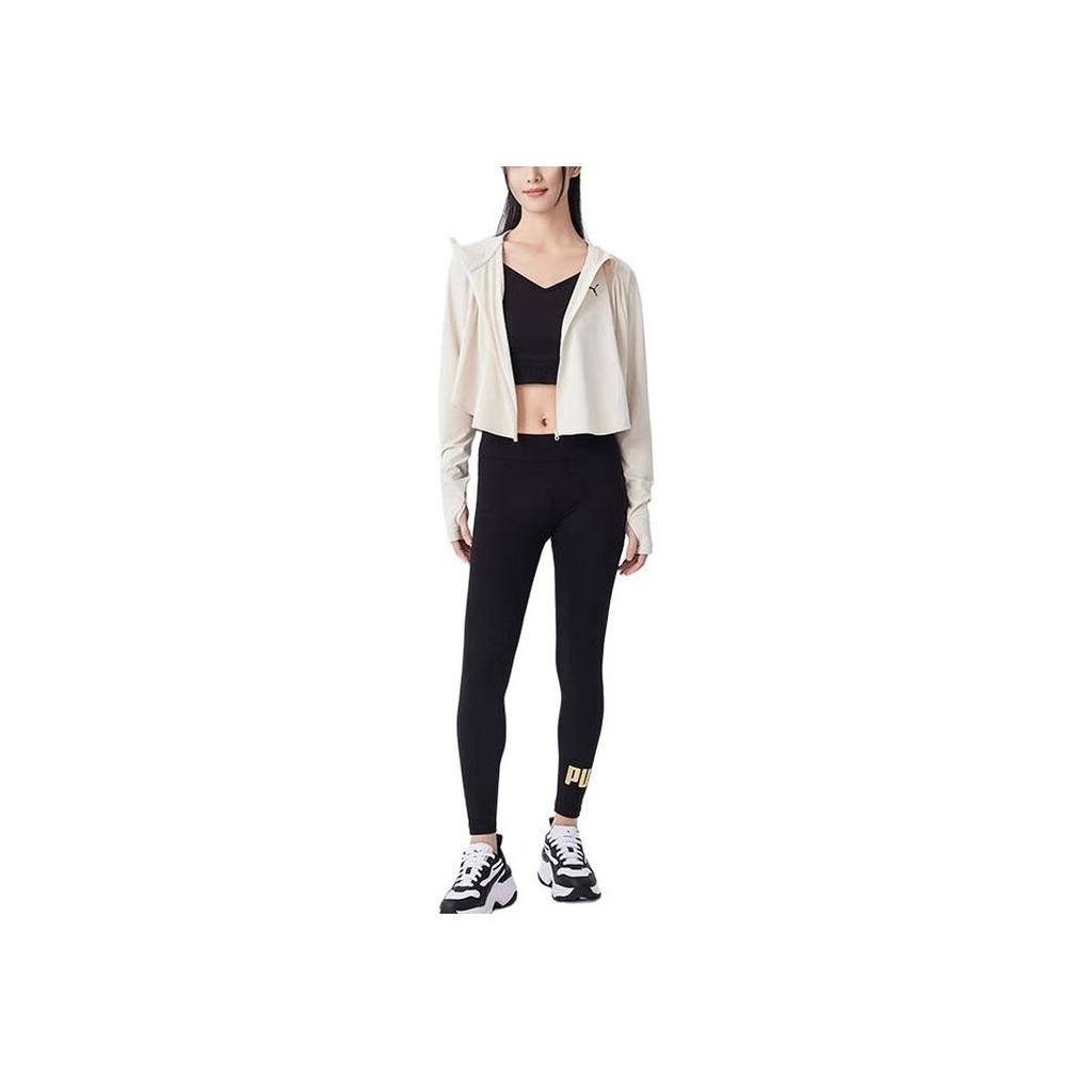 Puma Plain Minimalist Logo Zip-Up Hooded Jacket Women jackets Snow-White 628324-87