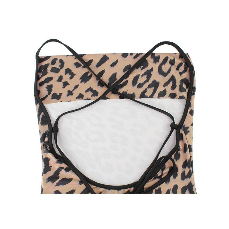 Dámská letní móda Classic Leopard Print Sexy šněrovací šaty s rybím ocasem