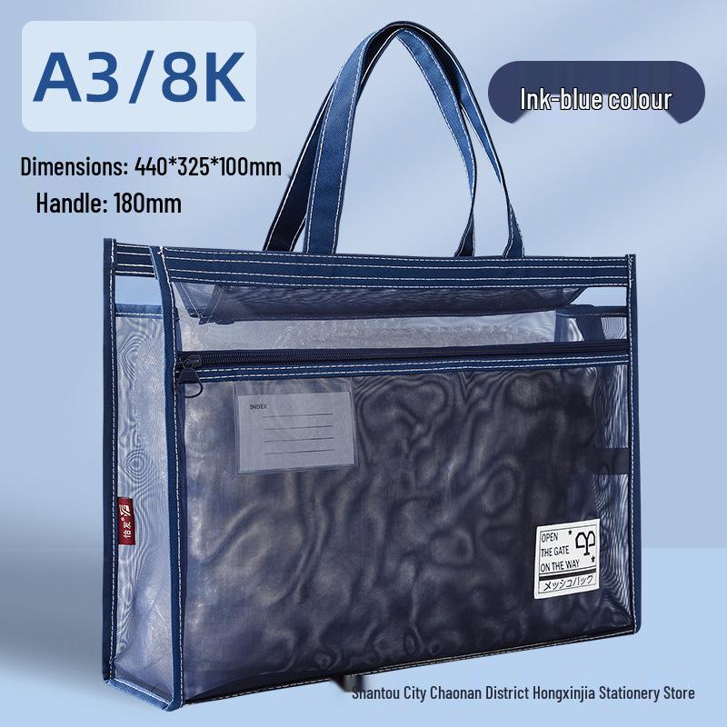A3 Art Tote: Large Capacity Transparent Sketchbook Bag with 8K Drawing Space, Customizable Text/Logo Option