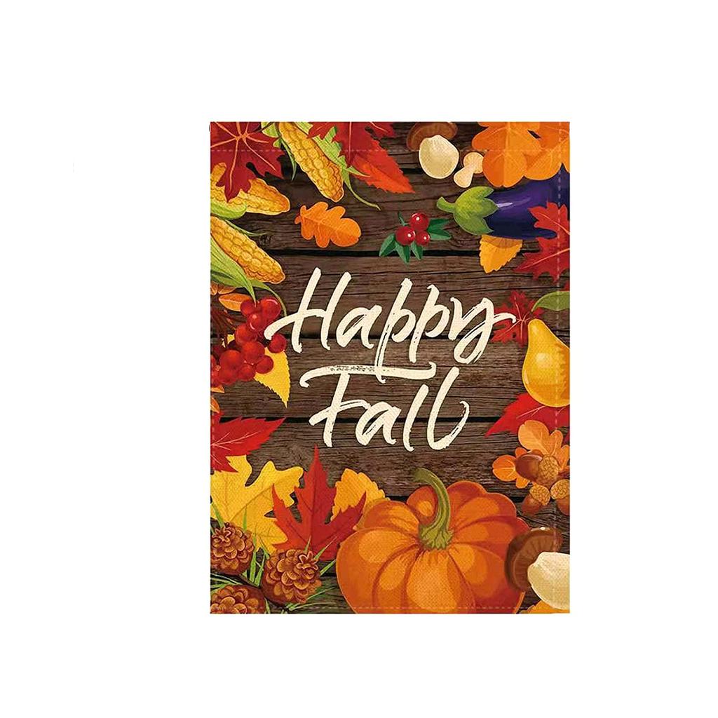 Linen Double Sided Garden Flag with Pumpkin Design for Fall Seasonal Outdoor Decoration 45 by 30 Centimeters Durable Fabric Yard Banner