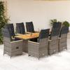 Vidaxl 9-Cz. Gartenmöbel-Set mit Kissen, Grau, Polyrattan