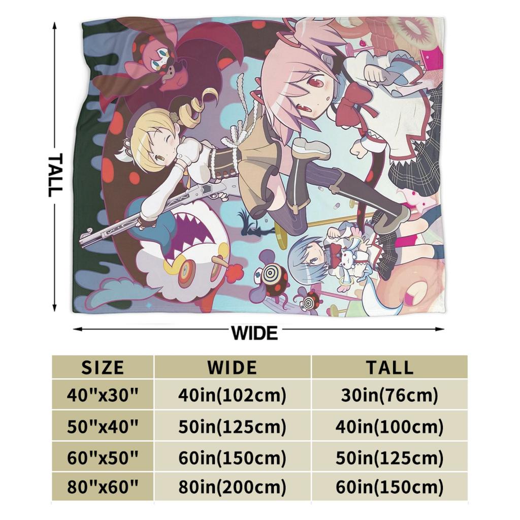 Funny Anime Puella Magi Madoka Magica Blanket Wool Vintage Breathable Throw Blankets for Bedspread Autumn/Winter