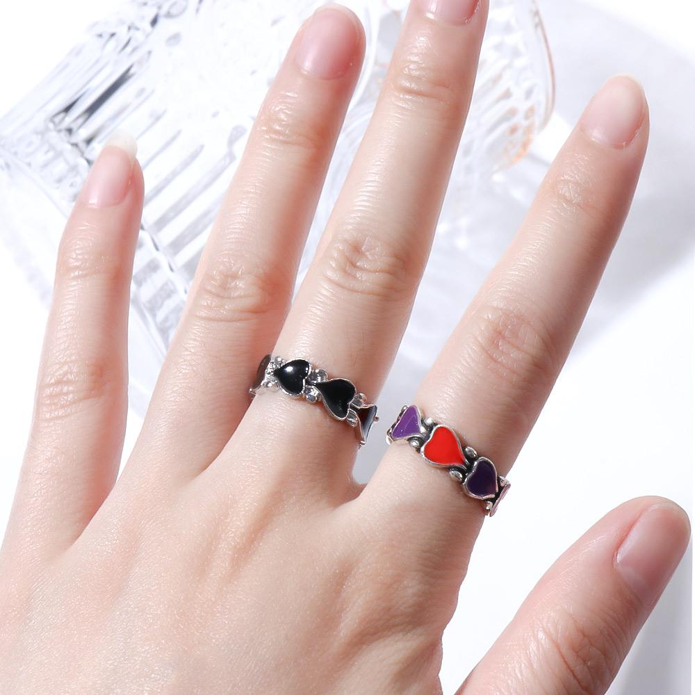 Wedding Index Finger Ring Geometric Women Rings Heart Chain Ring Korean Style Heart Stackable Rings