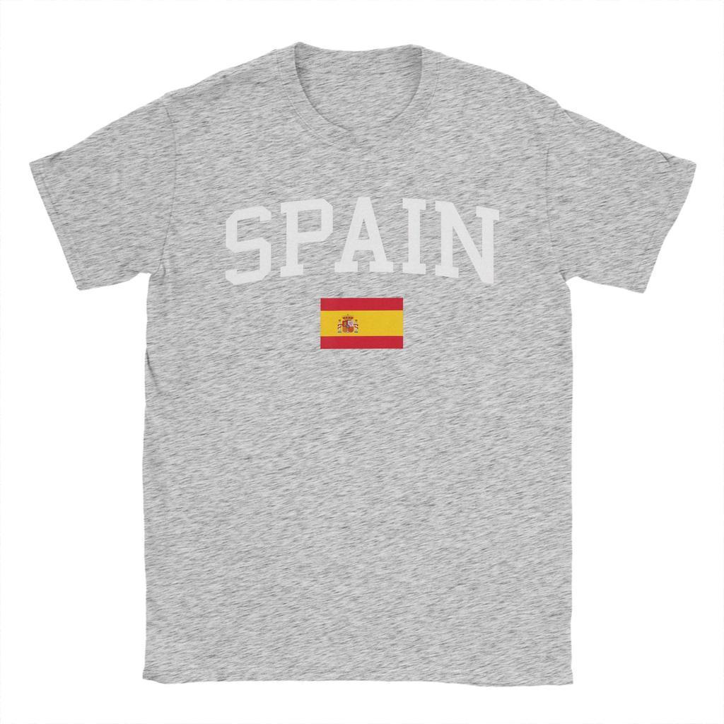 SPAIN Flag Vintage Distressed Cotton T Shirt For Men Summer Streetwear T Shirts Crewneck Fashion Tees Big Size Casual Clothes