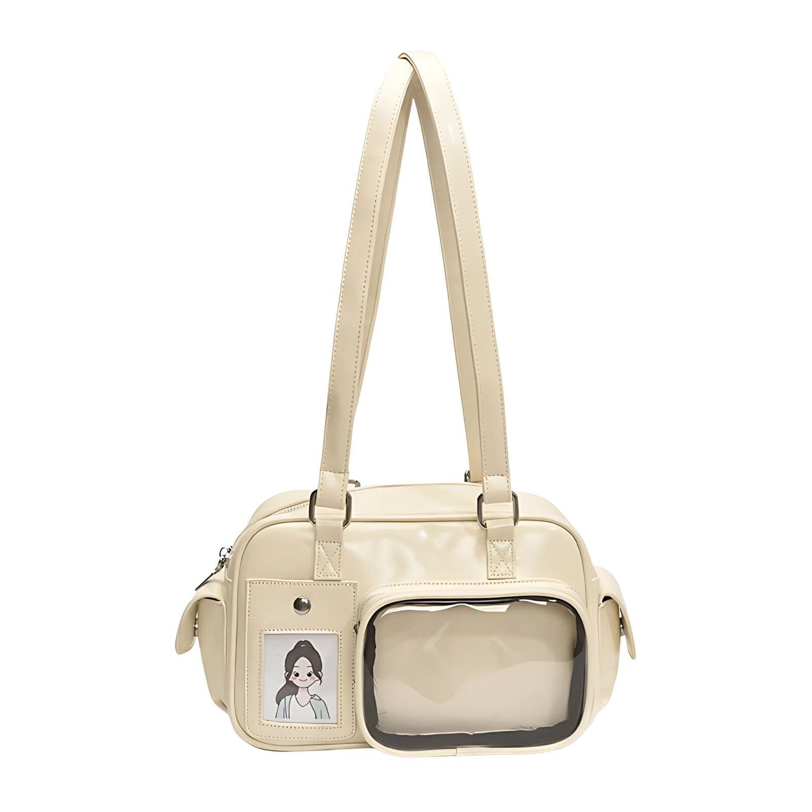 Harujio Ita-сумка Мини Бостонская сумка-тоут, Маленькая, Сумка через плечо, Сумка, Мини, Прозрачная, Для отаку-активностей, Y2K, Плюшевая, Косметичка, Сумка, Милая, Стильная, Черная,