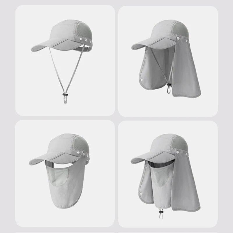 Summer Sun Hats UV Protection Mask Scarf Caps Men Women Hiking Camping Visor Bucket Hat Outdoor Hunting Fishing Cap Baseball Cap