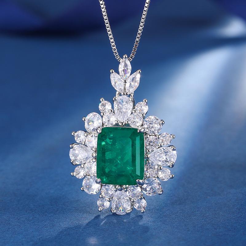 Jewelry Copper Bottom Gold Plated Jewelry Set Simulation Paraiba Premium Retro Set 10 * 12-6 * 8