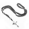 Collana di Perline di Ematite Nera Europee e Americane con Ciondolo