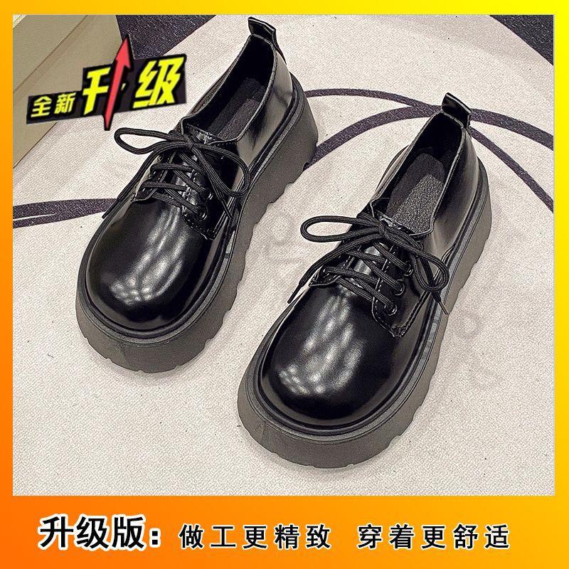 

Универсальные туфли-лодочки с круглой юбкой, увеличивающие рост, французские туфли в стиле ретро на толстом каблуке и платформе, женские туфли из кожи 2024 года, новая мода на весну и осень 35