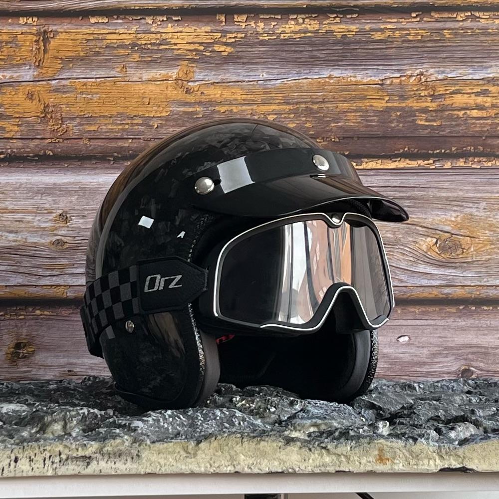 ORZ-700-DOT Approved Real Carbon Fiber 3/4 Motorcycle Helmet Wear Resistant Comfort Liner Daily Commute Cruiser Riding Gear