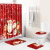 Christmas Shower Curtain Floor Mat Combination Four-Piece Set Bathroom Toilet Carpet Shower Room Mat Foot Mat